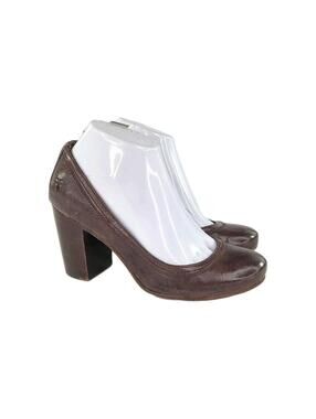 Frye Carson leather pumps US 7.5 M Womens Brown stacked chunky block heel Shoes
